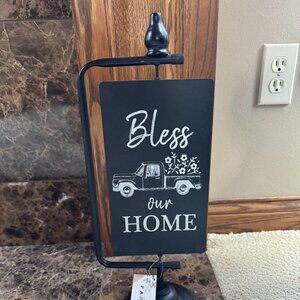 NWT ‘BLESS OUR HOME’ Outdoor Farmhouse Collection Reversible Sign Home Decor